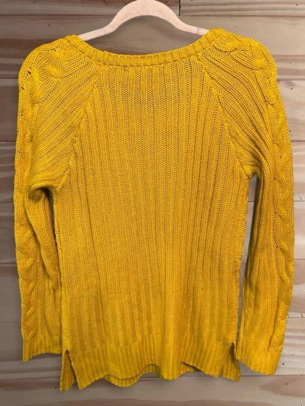 Yellow/mustard 89th & Madison cable knit sweater s M - Picture 3 of 4
